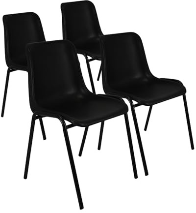 Meta Furniture Unassembled Mid-Century Modern Style Lounge Plastic Side Chairs for Kitchen, Dining, Bedroom, or Living Room (4, Matt Black)