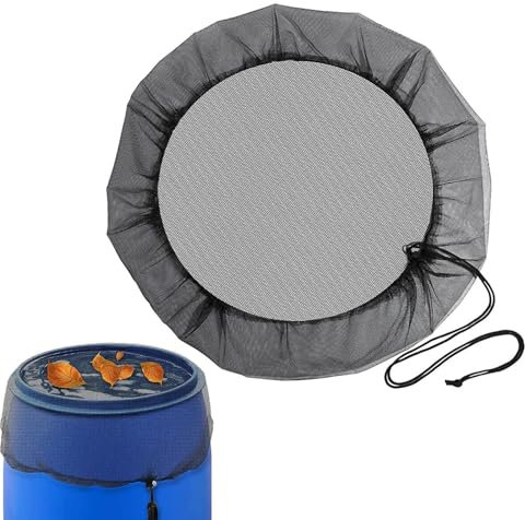 Filet pour Citerne de Pluie 60cm, Filet de Protection pour Tonneau de Pluie, Filet pour Collecteurs d'eau Réglable pour Extérieur Jardin, Protection Contre Les Feuilles et Moustiques