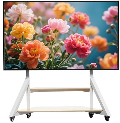unho TV Ständer Höhenverstellbar, TV Standfuss Universal Fernsehstand mit AV-Ablagen für 65–100, VESA 800x600mm, bis Max 100kg, weiß