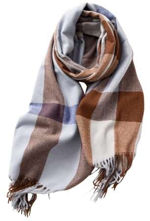 WHCREAT Schal Damen Winter Weicher Warmer Winterschal Karierte Damenschal Mit Fransen Lange Stola Schals, Blau