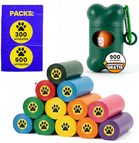 MUNDO HOME Bolsas Caca Perro Resistentes - Bolsas Excrementos Perro Higiénicas y Fáciles de Usar, 22x30cm Desechables Sin Olores (Multicolor, 600 Unidades)