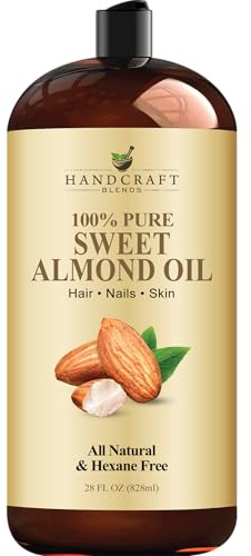 Handcraft Blends Sweet Almond Oil - 28 Fl Oz - 100% Pure and Natural - Premium Grade Carrier Oil for Skin and Hair - Hair and Body - Massage - Hexane-Free