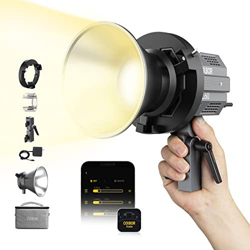 Luz de Video, COLBOR CL60 65W COB Continua Vídeo Light LED de Estudio 2700k-6500K CRI97 10Efectos de Iluminación Lámpara soporte Bowens Mount App Control para Fotografía, Luz-Video-LED-Continua-Studio