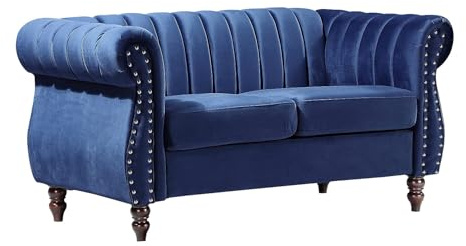 Vente-unique Couchgarnitur Chesterfield 2-Sitzer - Sam- Dunkelblau - Trumbo