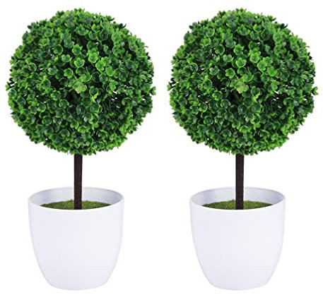 SUPVOX Simulated Plant Potted Plants - Set of 2 Artificial Buxus Balls for Elegant Home and Office Decor