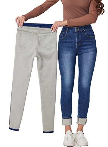 zsangbee Women's Thermal Jeans Fleece Lined Jeans Winter Skinny Jeans Warm Denim Pants