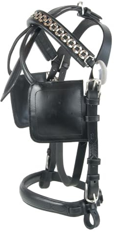 Brama West Pferde Fahrzaum mit Scheuklappen - Fahrkopfstück - schwarz - Gr. Xfull