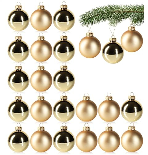 com-four® 24x Christbaumkugeln - Weihnachtskugeln aus echtem Glas für Weihnachten - Baumschmuck für die Weihnachtstanne - Ø 6 cm