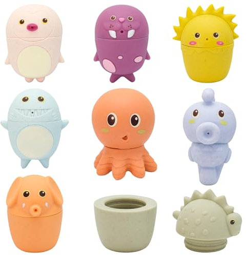 Dhnvcud 8er Set Badespielzeug Baby ab 1 2 3 4 Jahr, Wasserspielzeug Kinder Badewannenspielzeug Pool Schwimmbad Spielzeug Schimmelfreies