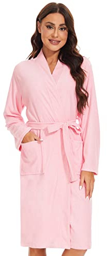 Ymmchy Women Bathrobes Lightweight Dressing Gown Terry Towelling Bath Robe Shawl Collar Robes