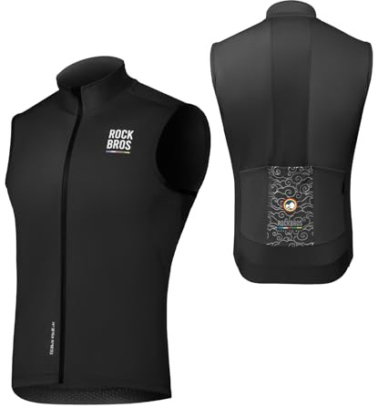 ROCKBROS Väg till himmel cykelväst för män höst ärmlös jacka cykelväst löparväst för jogging, cykling, andningsbar, vindtät M-XXL, Svart, XXL