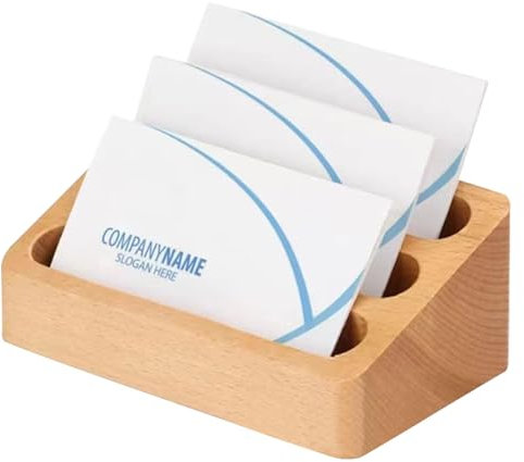 RoxNvm Porta Biglietti da Visita, Porta Biglietti da Visita da Tavolo, Portabiglietti da Visita Legno, Struttura a 3 Piani, Originalità Espositore Biglietti da Visita Per Mostra, Casa, Ufficio