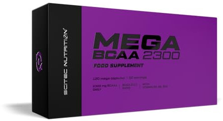 Scitec Nutrition Mega BCAA 2300 - Aminoácidos Esenciales - 2:1:1 L-Leucina, L-Isoleucina, L-Valina con Vitaminas, 120 Cápsulas