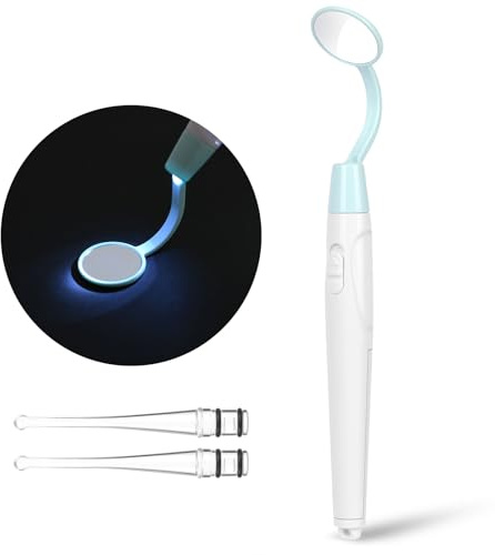 Flintronic munspegel med LED-ljus, oral tandvårdsspegel, anti-dimma tandspegel med 2 belysningslägen, muntand inspektion spegel, återanvändbar LED tandvårdsspegel för tandvård