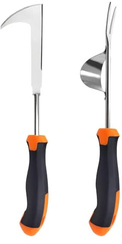 Ayizhiniu 2pcs Desherbeur Manuel, Désherbeur en Acier Inoxydable, Désherbeur avec Poignée en Caoutchouc, Manuel Outil Couteau Désherbeur, S'applique Enlevez Mauvaises Herbes Pelouse