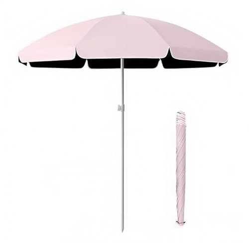Parasol Plage avec Revêtement Argenté, Protection Solaire UV50+, avec Housse De Protection, pour Terrasse, Piscine, Marché, 220cm(Rose,240cm/7.8ft)