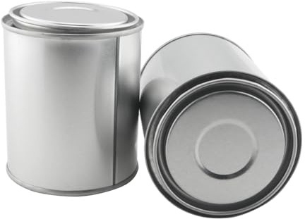 YHXiXi 2PSC - Bote de pintura de metal vacío con tapa, capacidad de 0,5 L, recipiente de almacenamiento de pintura de látex, cubo redondo de hierro sellado en lata plateada
