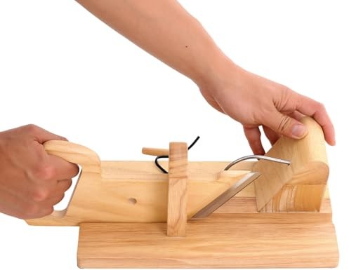 Manuell korvskärare trä & korvskärningsmaskin liten, brödskärningsmaskin Food Slicer med rostfritt stålblad, salamiskärare skärmaskin för korv, skinka, gurkor