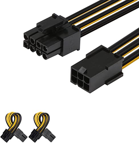 J&D 2er Pack 6 Pin auf 8 Pin PCI Express (PCIe) Grafikkarte Stromkabel Adapter - 10cm