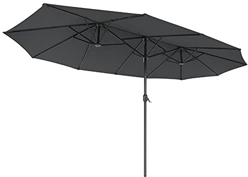 SONGMICS Doppelsonnenschirm 460 x 270 cm, extra großer Sonnenschirm, Gartenschirm, UV-Schutz bis UPF 50+, Terrassenschirm, mit Kurbel, Garten, Balkon, Outdoor, ohne Ständer, schiefergrau GPU36GY