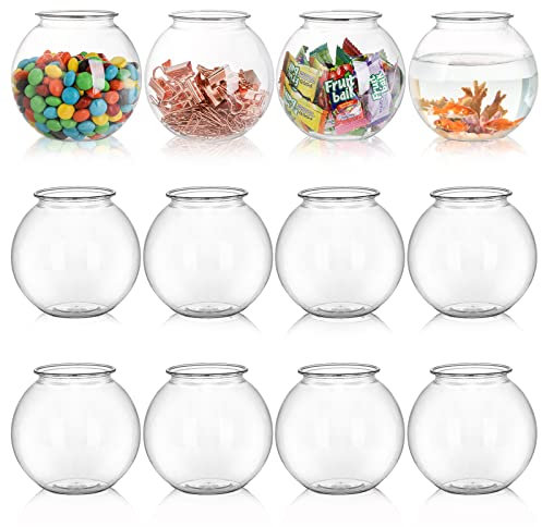 Okllen 12 Pack Plastic Fish Bowls, 16 Oz Clear Ivy Bowls for Decoration, Mini Shatterproof Drink Bowl Sweet Bowl for Carnival Game Accessory, Drinks, Candy, Party Favors & More