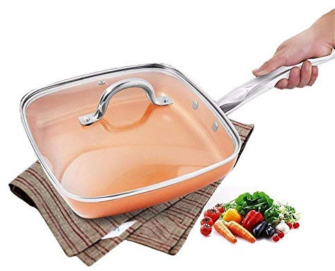Stekpanna Nonstick kopparpanna Keramisk belagd kokkärl Stekpanna med lock Induktionskompatibel och diskmaskinssäker stekpanna