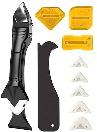 WUDQIJI Set di attrezzi per la rimozione del silicone, 9 pezzi, per la rimozione delle fughe, in silicone, set di attrezzi in silicone, con lama di ricambio per cucina, bagno