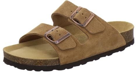 AFS-Schuhe 2100 - Sandalias para Mujer de Piel auténtica, Mulas cómodas con Plantilla, Zapatillas de Estar por casa, Hechas a Mano en Alemania, Color coñac, Talla 38 EU