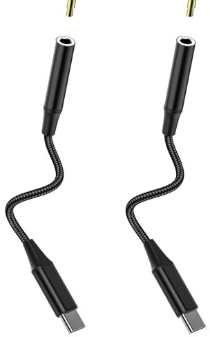USBC a 3,5 mm Jack Auriculares Adaptador (2 unidades) Cable de audio DAC estéreo para teléfono móvil micrófono Conector divisor TypeC Jack Conector para auriculares Compatible con Samsung para Apple