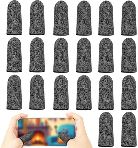 DWFEYOI Mobile Gaming Finger Sleeve (20er Pack) - PUBG Finger Sleeves mit Anti-Sweat Effekt - für jedes Spiel und Mobilgerät - inkl. Mikrofasertuch,finger sleeves,gaming handschuhe