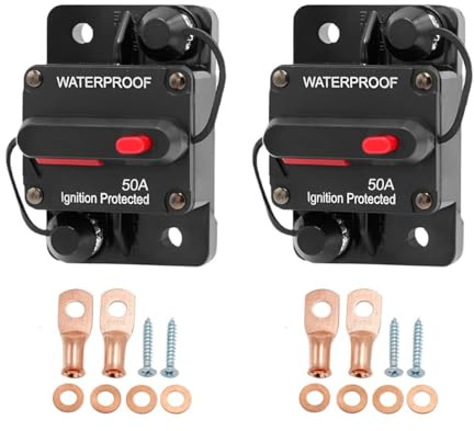 Zpana 2PCS Car Circuit Breaker, DC 12V-48V 50A