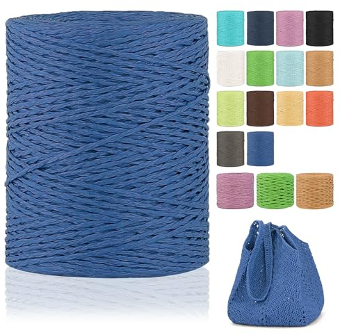 Raffia Garn Zum Häkeln,2mm X 300m Natur Bast,papierdraht zum basteln,weich Geflochtenes Papiergarn Bast Band Natur geschenkband,papiergarn zum häkelgarn für körbe,Häkeltasche,Hüte