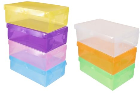 Cabilock 7piezas Cajas Apilables De Plástico para Almacenamiento De Zapatos con Tapa Organizador Resistente y Compacto para Armario y Dormitorio