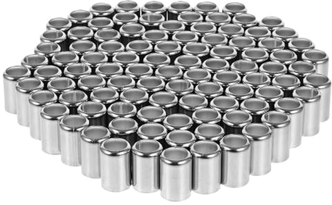 SEWACC 100Pcs Stainless Steel Hose Ferrules Hydraulic Hose End Fittings Air Crimp Sleeves Pipe Crimp Connector Sleeve for Sprayer Hoses Air Lines and Pipe Repair