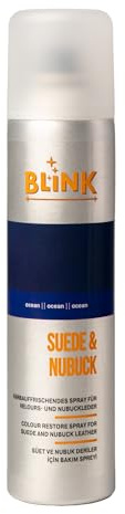 BLINK Wildleder & Nubuk Farbspray Marineblau – Schuhpflege Spray 250 ml – Mit marineblauen Farbpigmenten – Färbt, erneuert & frischt blaue Farben sichtbar auf