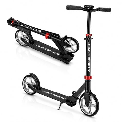 Scale Sports Scooter for Kids Ages 8–12 & Teens, Scooter Big Wheel 200 mm for Boys Girls Adults, Folding Kick Scooter with Adjustable Handlebar, Lightweight Aluminium Design, Up to 100kg