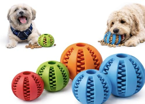 Dusan Pet Store Leckerli Bälle für Hunde 5er-Set – Snackball & Futterball zur Beschäftigung – Intelligenzspielzeug in 6 & 7 cm – Gegen Langeweile – Robustes Hundespielzeug