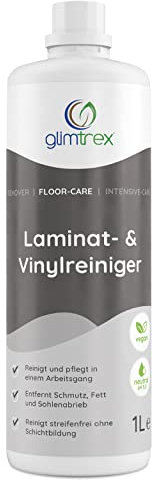 glimtrex Laminatreiniger und Vinylboden Reiniger (1,0l) - reinigt und pflegt mit 2-in-1 Funktion - der Reiniger der Profis auch anwendbar als PVC Reiniger, PU Reiniger und Linoleum Reiniger