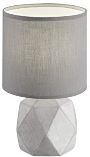 lightling modern Tischleuchte Spike mit Fuß aus Keramik in Betonoptik, Stoffschirm titan grau, 1 x E14 max. 40W, ø 16 cm, Höhe 28 cm
