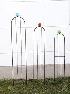 Zen Man Garten edelrost Rankgitter Metall Rost Rankhilfe Rosenbogen mit Glaskugel Garten Kletterhilfe aus Metall Ranksäule Haupthalterungsmaterial :10mm (032033DB, 160)