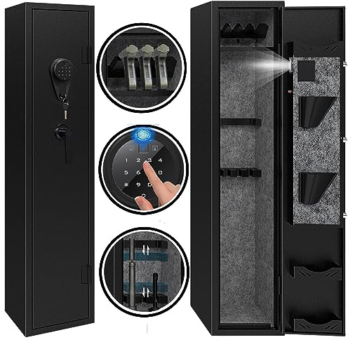 KAER Rifle Safe Gun Safe, Gun Safes for Rifles and Shotguns,Electronic Biometric Gun Safes, with Digital Keypad/Lock/Removable Shelf for 4-5 Gun Safes for Home Rifles and Pistols,11.8 x11 x 54.3