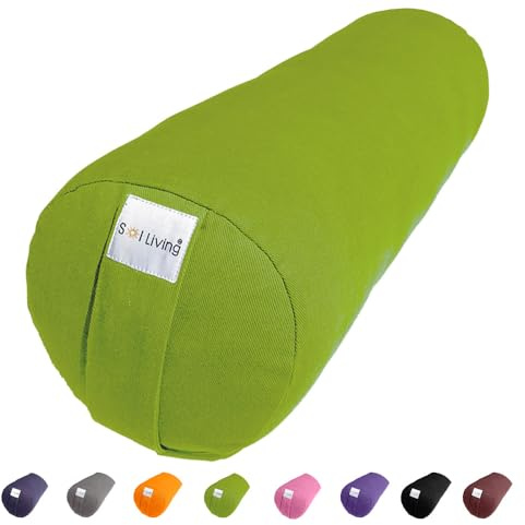 Sol Living Yoga Bolster Pillow for Restorative Yoga Meditation Bolster 100% Cotton Cylindrical Meditation Cushion Firm Cushion Bolster Washable Cover for Balance Support Asana Poses