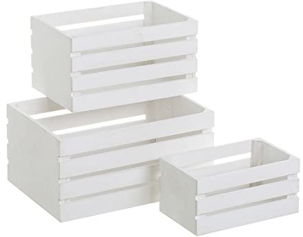 LOLAhome Set de 3 Cajas organizadoras de Madera Blancas