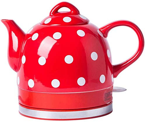 NIVOK Electric Kettle Eleactric Ceramic Cordless Kettle Teapot-Retro 1.0L, 1000W Water Fast for Tea, Coffee, Soup, Oatmeal-Removable Base, Boil Dry Protection/Red