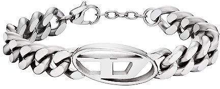 DIESEL Armband für Männer, Edelstahlkettenarmband, Länge: 198mm+18mm, Breite: 32mm, Höhe: 15.5mm, DX1432040