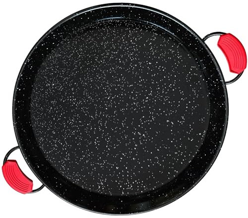 briebe Paellera Valenciana Esmaltada 38cm, Acero Esmaltado Antiadherente, 8 Raciones de Paella Apta para Gas, Horno