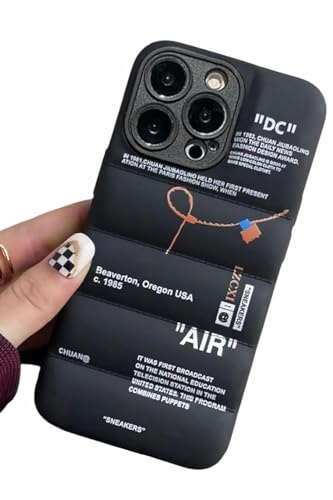 IAIYOXI Hot Off Padded Case for iPhone 15 14 13 12 Mini 11 X XS MAX XR 7 8 Plus Sneakers in White or Black Soft Label Black Cover for iPhone 15 Pro MAX (Black)