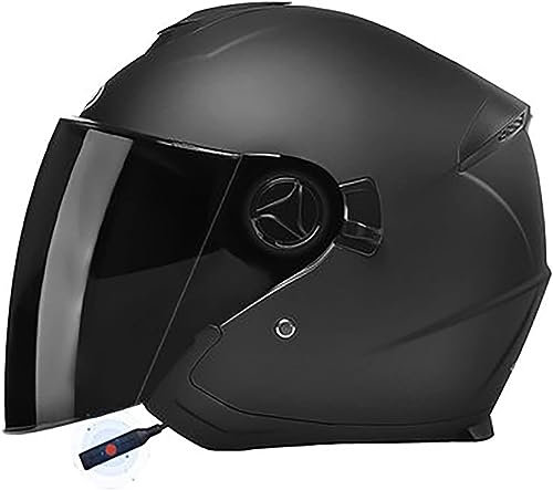 Kcolic Bluetooth Casque Moto Jet avec Double Visière Microphone Intégré Casques Moto Casque Scooter Ouvert Casques Moto pour Hommes Femmes Dot/ECE Homologué A