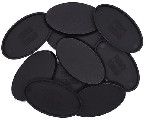 Smidd terräng 60 x 35 mm ovala miniatyrbaser – 10 plastbaser för fantasi och sci-fi bordsspel omålade injektionsgjutna