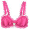 Satini efféminé Froufrou Dentelle Ajusté Satin Bralette Soutien-Gorge (Rose Vif, XXL)